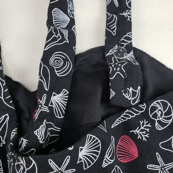 ModCloth Seashore Spectacular Linen Dress Womens 4 Black Sleeveless Fit Flare - Picture 8 of 14